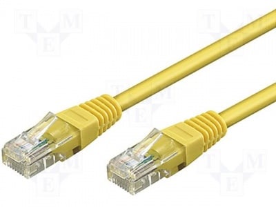 Кабел UTP U/UTP5-CCA-200YL Кабел; U/UTP; 5e; свързване 1:1; многожичен; CCA; PVC; жълт; 20m